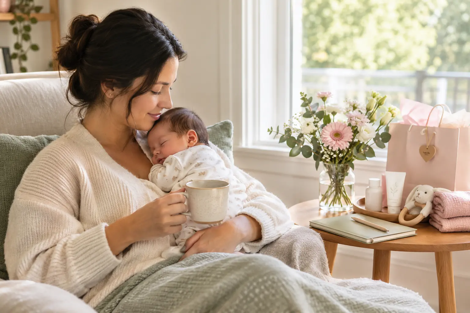 Cozy mother and baby moment