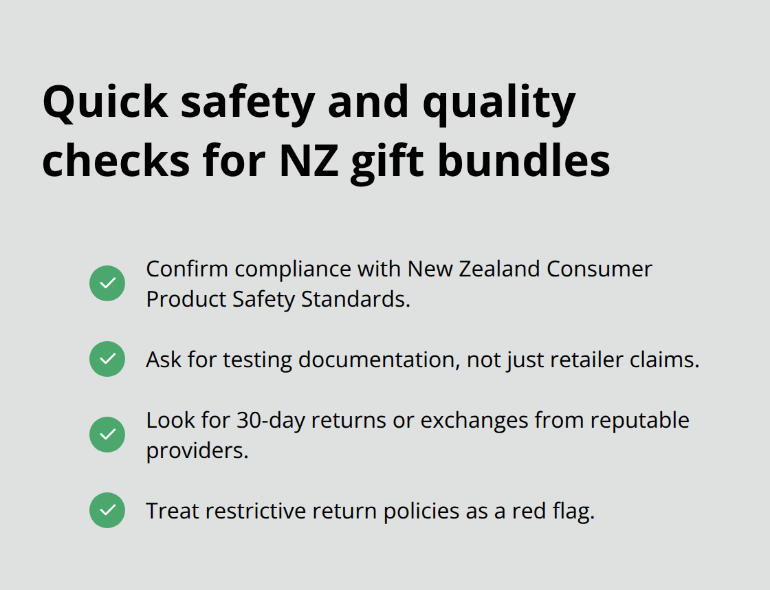 Checklist of safety certifications and return policy essentials for New Zealand newborn gift bundles - Newborn gift bundles NZ