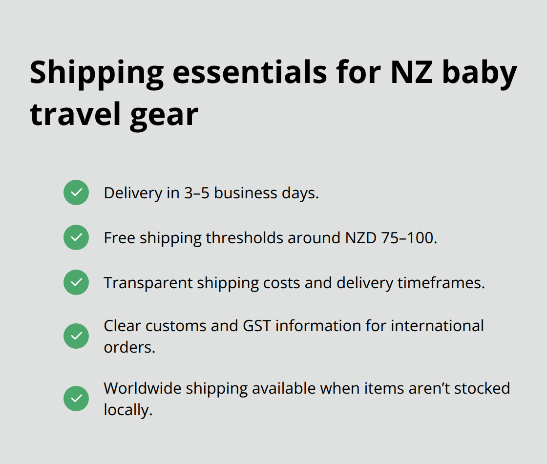 What to look for in retailer shipping policies - Newborn travel gear NZ
